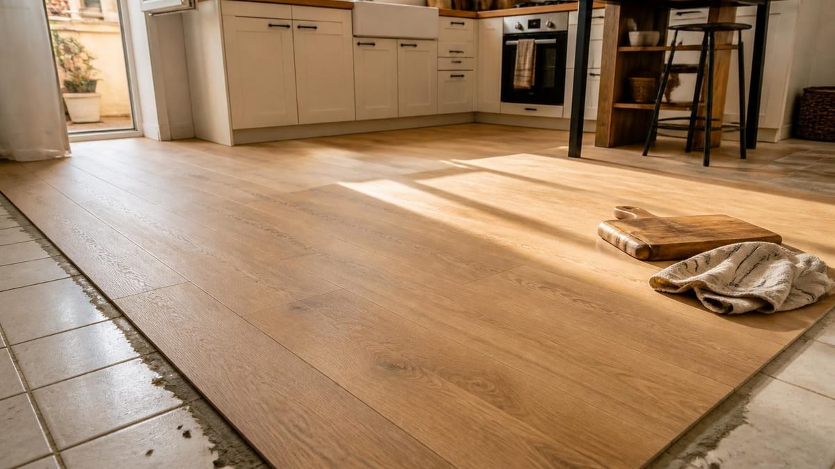 Le vinyle posé sur carrelage révolutionne la rénovation des cuisines : chaleur, rapidité et zéro démolition.