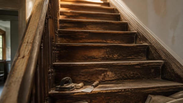 Avant : un escalier en bois massif à changer