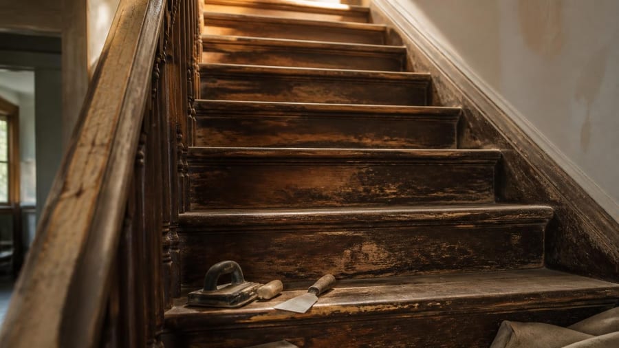 Avant : un escalier en bois massif à changer